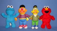 Sesame Street BERT-ERNIE-TALKING ELMO-COOKIE MONSTER-Plush Muppet Doll Set-Lot