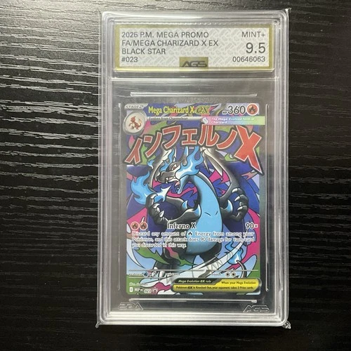 Pokémon tcg 2025 Black Star Promos Mega Charizard X ex #023 AGS 9.5