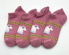 Bombas 4 Pairs Women's Animal cushion Ankle Socks Honeycomb Size Large Red