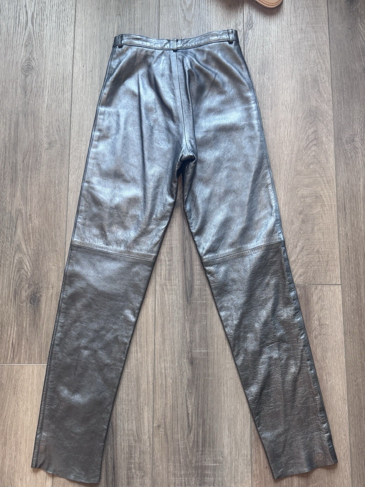 RARE Dero by Rocco D'Amelio Womens Coat XL Metallic Leather Coat Silver Vintage image 5