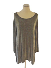 SPIRITO DI ARTIGIANO BLACK & SILVER SPARKLE LONG SLEEVE TOP SIZE M PLUS SIZE