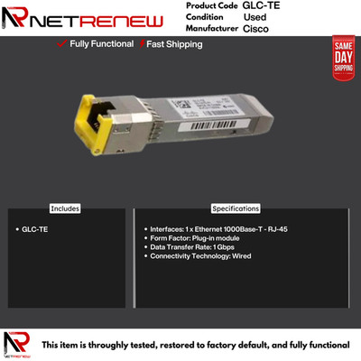 GLC-TE  CISCO 1000BASE-T SFP Copper  SFP to RJ-45 Transceiver Module