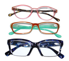 3 pair Lady READING GLASSES Quality new fashion styles variety colors Power 1.75