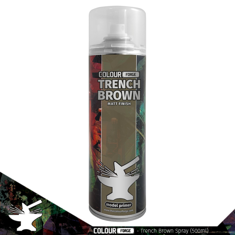 The Colour Forge Trench Brown Matt Finish Model Primer 500ml Aerosol Spray Can - Image 2
