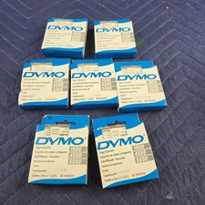 Lot of 7 New Genuine Dymo D1 45013 Black On White Label Cassette 1/2" X 23'