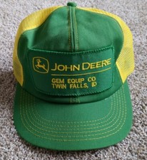 Vintage John Deere Trucker Hat Made In USA Snapback K-Products Twin Falls, Idaho