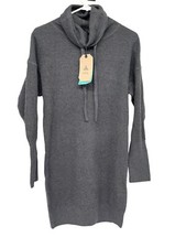 Prana Womens Milani Dress Tunic Size XS Cowl Neck Waffle Knit Charcoal