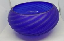 Cenedese Murano coppa in vetro blu serie "scavo"torsade diam bocca cm 23 ,h  15