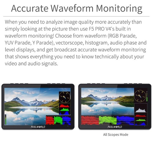 FEELWORLD F5 PRO V4 6 Inch LCD Camera Field Monitor DSLR IPS Touch Screen 3D LUT - Picture 9 of 13