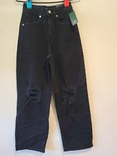 Women's Super-High Rise Distressed Baggy Jeans Wild Fable Black Size 4
