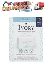 Ivory Bar Soap, Original Scent, for All Skin Types, 12 Count 3.17 oz