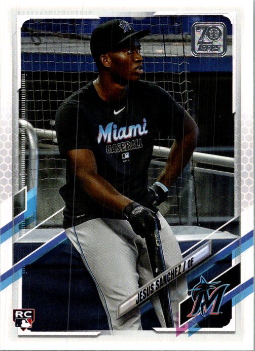 2021 Topps #269b Jesus Sanchez Marlins t-shirt holding bat