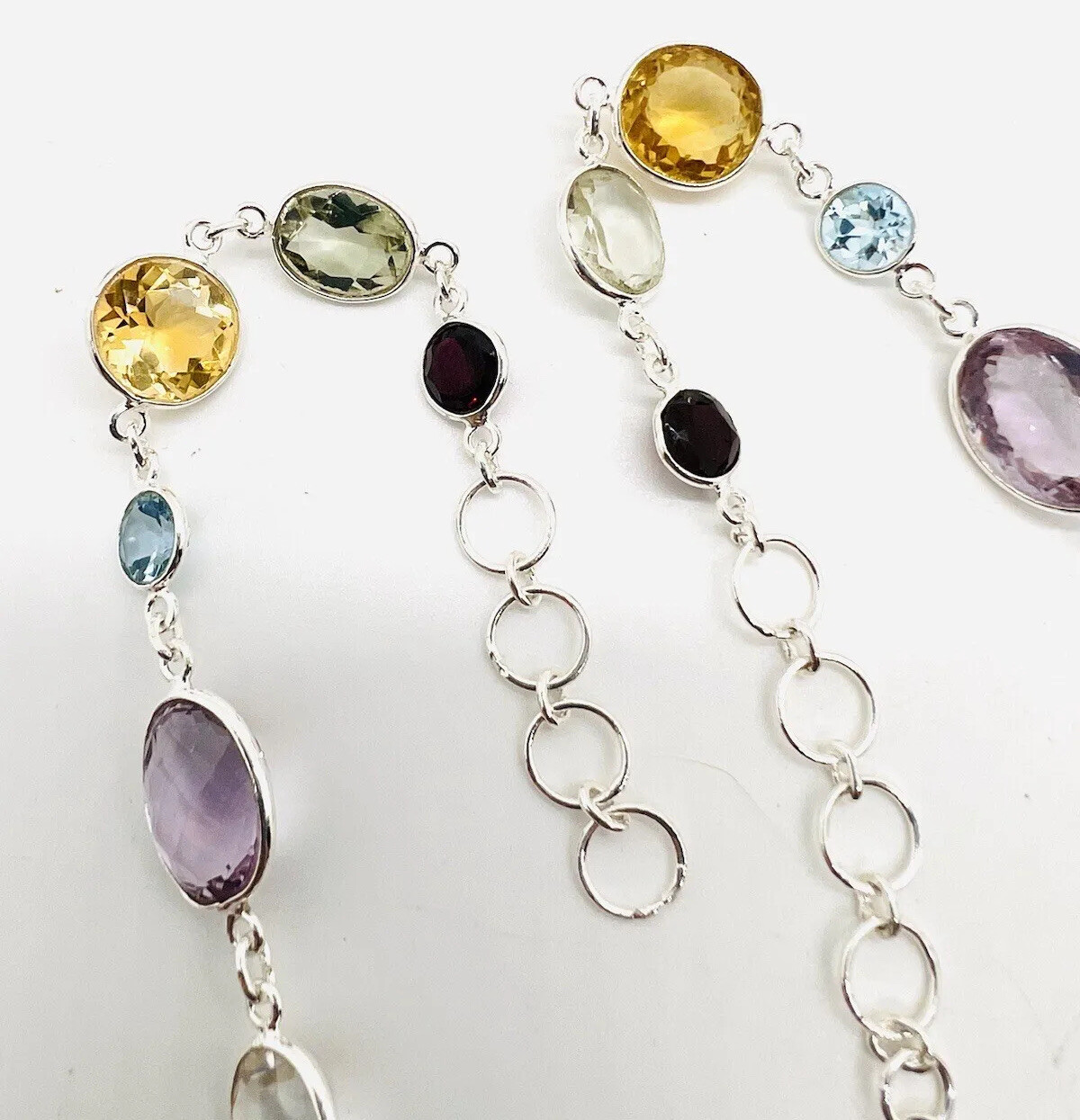Sterling Silver Multi Gemstone Necklace Amethyst … - image 9