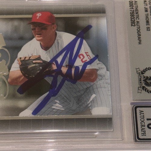 JIM THOME Signed 2007 UD GAME MATERIALS Card #JT S2 Beckett (BAS) AUTO 10 - Picture 2 of 4