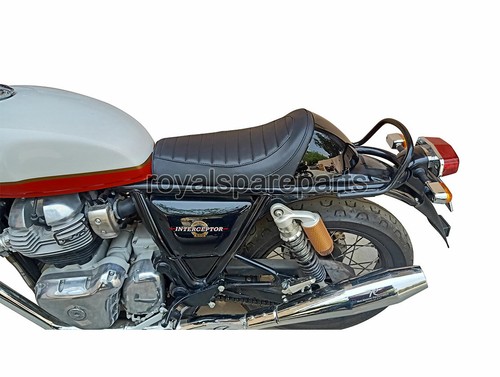 Adapté Pour Royal Enfield Interceptor & Gt 650 Simple Cuir Siège & Noir Col D2 - Photo 7/7