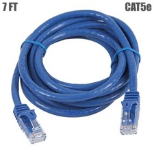 7FT CAT5e RJ45 Ethernet LAN Network UTP Patch Cable Stranded Copper 24AWG Blue