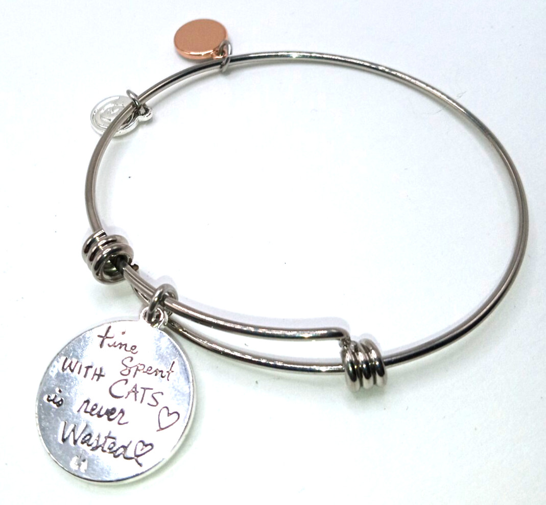 Vintage Silver Tone Charms Stackable Bangle Brace… - image 5