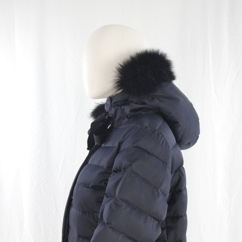 Sandro Paris Puffer Jacket Hooded Navy Duck Down Fur Lined size 3 L - Picture 11 of 20