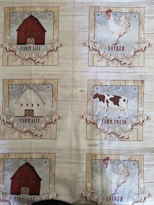 QT Fabrics barn cow rooster panels fabric sold by the yard