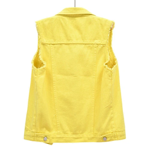 Stretch Cotton Denim Waistcoat Jacket Unisex Jean Gilet Sleeveless Jacket 2024@ - Picture 20 of 22