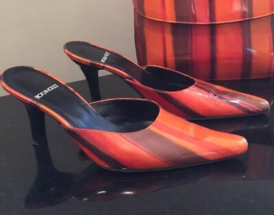 FIORANGELO Genuine patent leather  pump slides from Italy VERO COIO 36