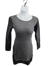 Women's Dresses Small , Gray Black Faux Leather Trim Long Sleeve Dress New