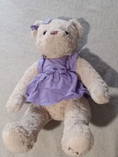 FAO Shwarz 12" tall sitting purple Teddy Bear Dress Bow Toys R Us 2016