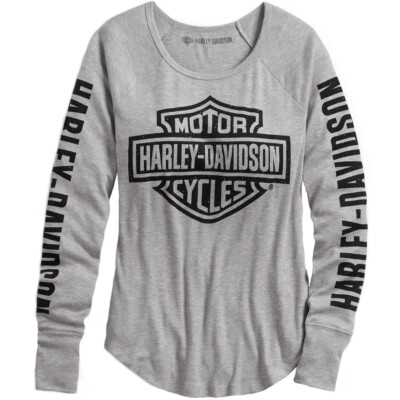Harley Davidson Authentic Bar&Shield Rib-Knit Longsleeve Top Grau Damen