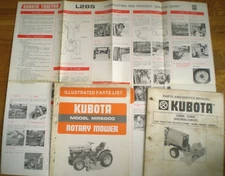 KUBOTA L285 TRACTOR LUBE CHART ~ G2500 & G2505 Snowblower ~ MR6000 ROTARY MOWER