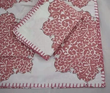 JOHN ROBSHAW KISRI PERCALE 1 EURO SHAM FLOWER ROSE CORAL RED GRAY EXOTIC TILES