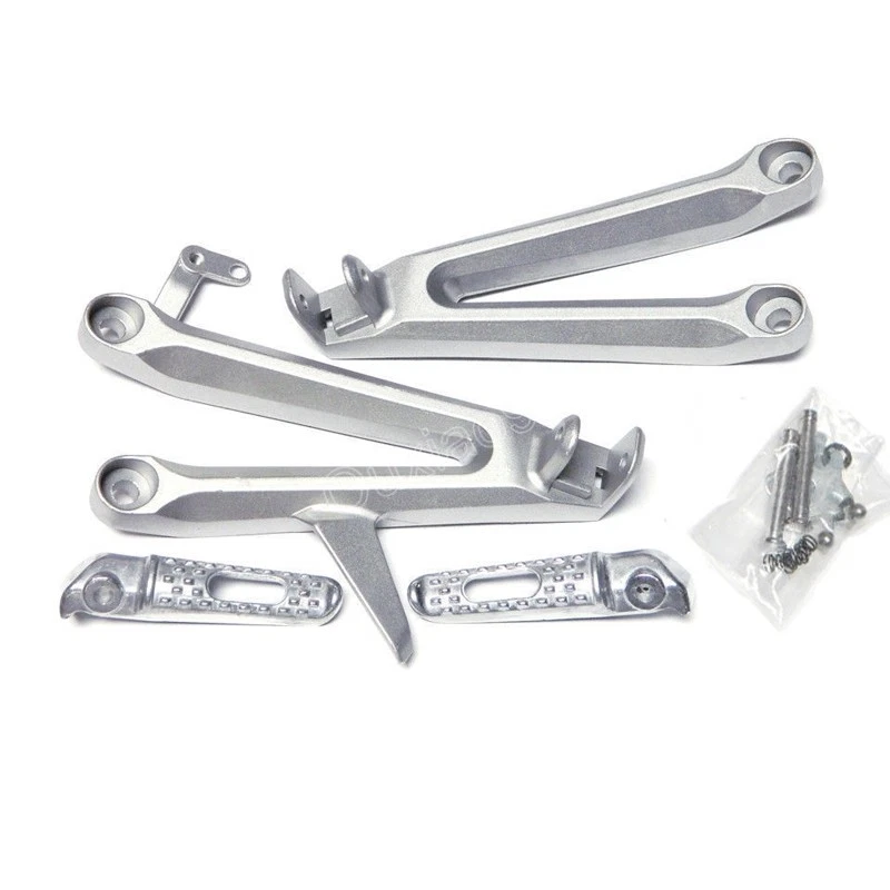 Juego trasero de reposapiés de pasajero trasero plateado para Honda CBR1000RR 04-07 Foto 2 de 4