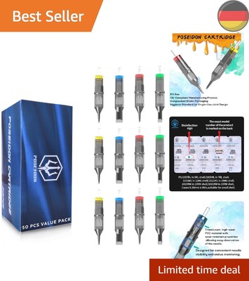 Poseidon Tattoo-Nadeln 50 Stück Set - Verschiedene Größen Rundlinierer, Schat...