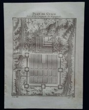 Kupferstich der Inka-Stadt "Cusco" *  um 1750 * J. N. Bellin