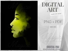 Woman Portrait, Double Exposure, Digital AI Art, Wall, Poster, Print