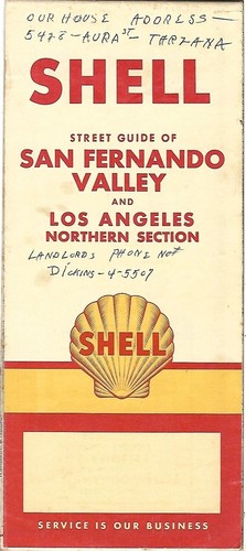 1956 SHELL OIL Road Map SAN FERNANDO VALLEY California Burbank Glendale Van Nuys - Picture 2 of 5