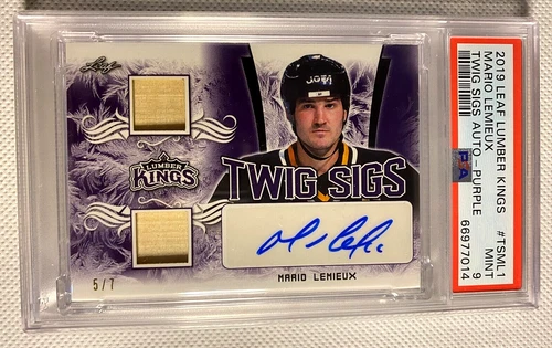 PSA 9 MINT 2019 Leaf Lumber Kings Mario Lemieux Twig Sigs Auto SSP /7 SIGNED S59