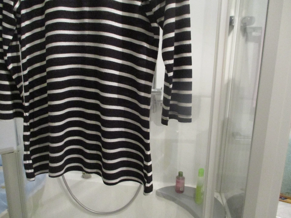 ESPRIT Damen Gr S = 36 - 38 Rolli Pulli Rollkragen Shirt Schwarz + Weiß Streifen - Bild 2 von 4