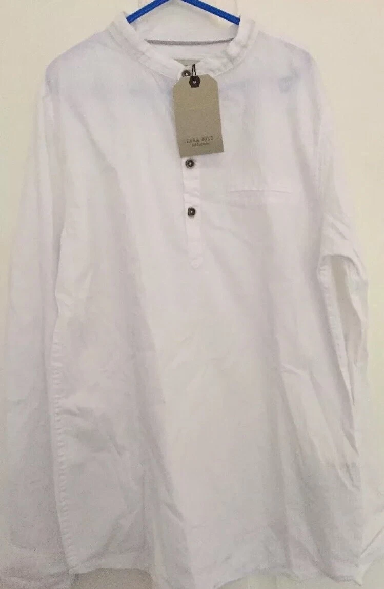 AGE 11-12 Zara Boys White Cotton Summer Top Shirt Holiday Beach Kids Clothing