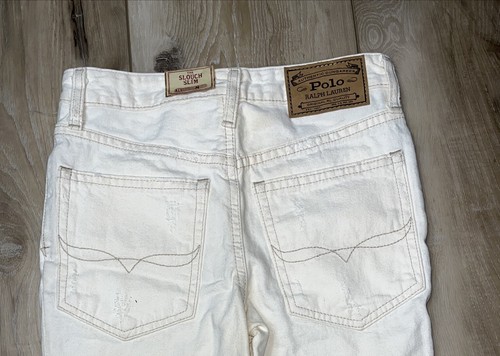 Polo Ralph Lauren Jungen lässig schmal Denim Shorts abgenutzt elfenbein Größe 8 NEU - Bild 5 von 10
