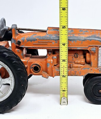 VTG Hubley Orange Toy Metal Diecast Toy Farm Tractor Steering