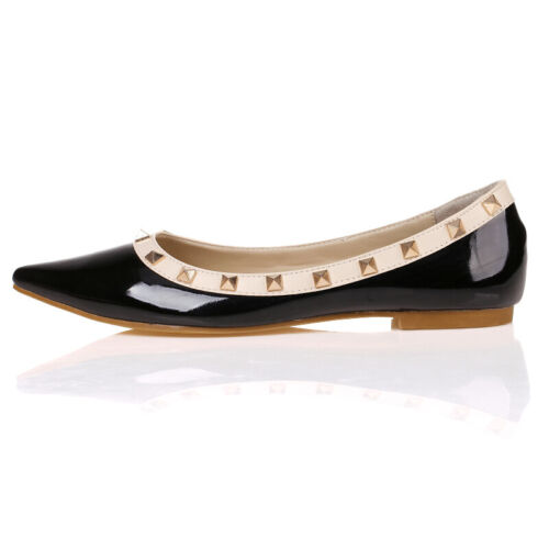 Fashion Flats Yellow Pointy Rivets Balletic Walking Hot Women Shoes Plus Size - Picture 15 of 55