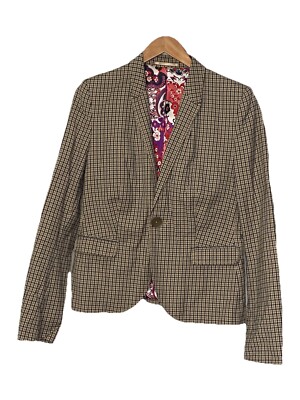 Hans Ubbink Women s Plaid Dress Jacket Blazer brown Size 38 Chest