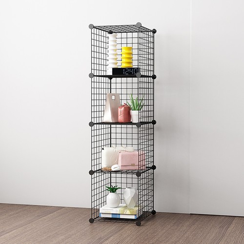 SOGA DIY Shelf 4 Tier Cube Bag Shoes Storage Organiser Portable Foldable Black - Picture 3 of 10