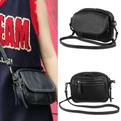Women Classic Black Leather Crossbody Bag  For iPhone 16 / 16 Pro / 16 Pro Max