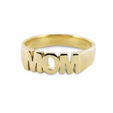 9ct Yellow Gold "MOM" Ring and Signet Rings in Finger Sizes I-Q Hallmarked