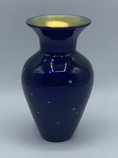 LUNDBERG STUDIOS Vintage California Art Glass STARRY NIGHT 6  Cobalt Blue Vase