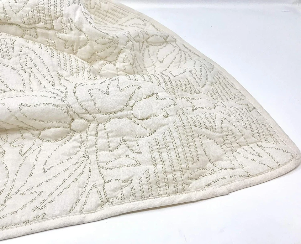 Tahari Damask Medallion Cotton Quilted Textured Duvet Cover Set Ivory King Queen - Image 2 of 4