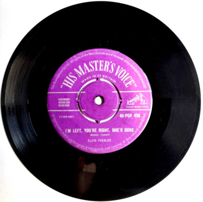 NM/NM Elvis Presley 1956 HMV 7 VINYL 45 I'm Left You're Right She's Gone POP 428