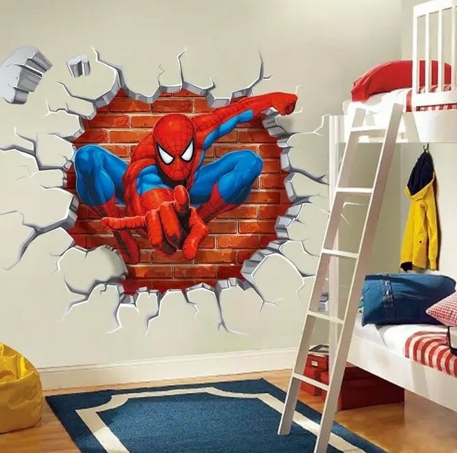 Autocollants Avengers 90×60cm avec impression haute définition de Spiderman et Iron Man