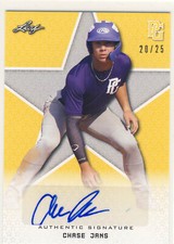 CHASE JANS 2020 Leaf Perfect Game PG Yellow AUTO /25 KANSAS